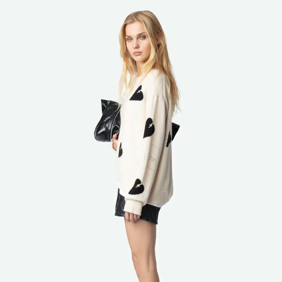 Zadig & Voltaire Markus Heart Strass Sweater - Ecru
