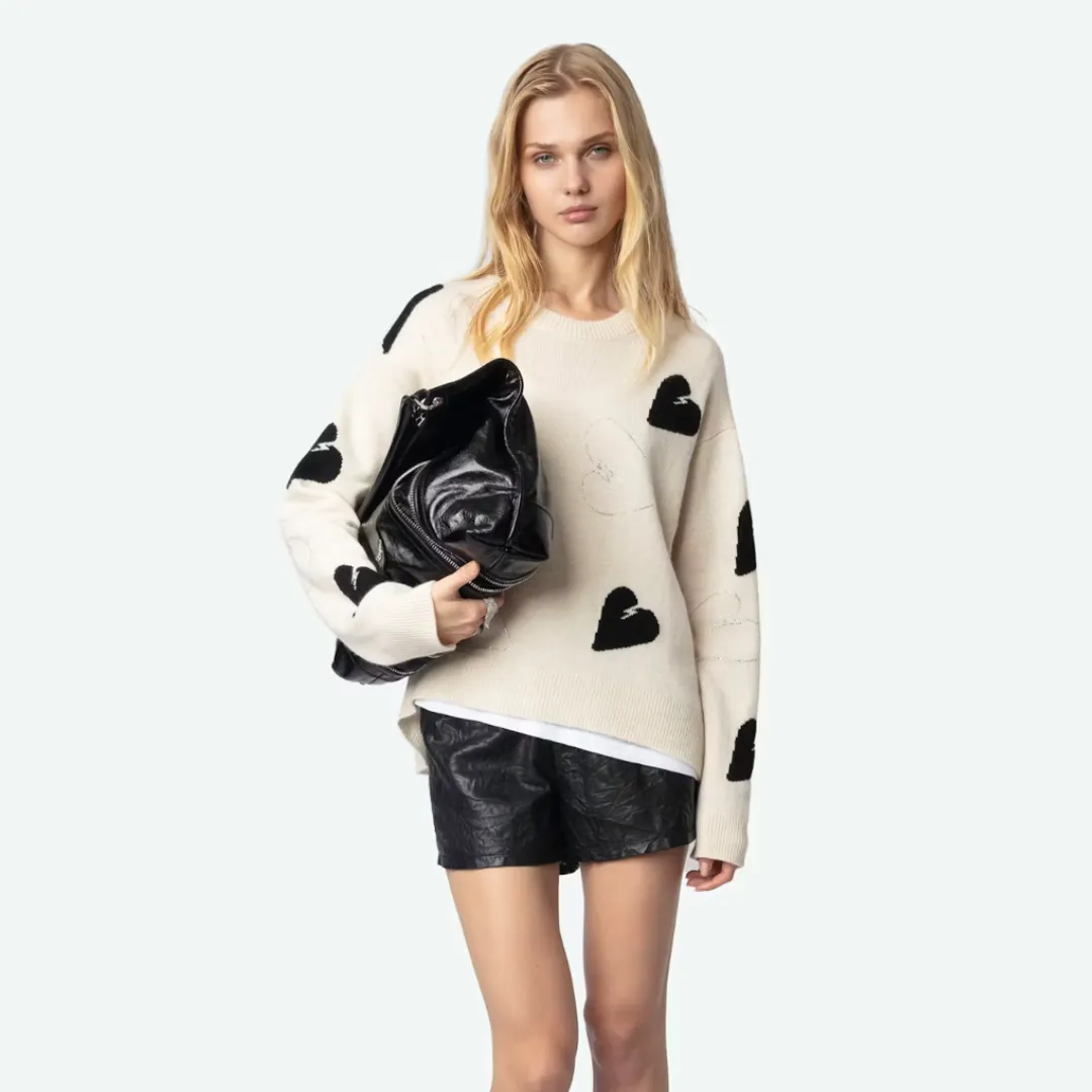 Zadig & Voltaire Markus Heart Strass Sweater - Ecru